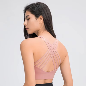 Nouveau soutien-gorge de sport léger printemps/été pour femme avec bretelles multiples et dos croisé, maintien élevé, logo frontal - Product Image 6