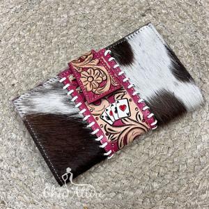 Carteras de cuero repujado a mano 2026, diseño floral occidental, de piel de vaca con pelo, carteras de señora hechas a mano, bolsos de mano occidentales para mujer - Product Image 1