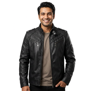 Chaqueta de Cuero de Alta Calidad, Diseño OEM Nuevo, Venta al Por Mayor, Chaqueta de Cuero Personalizada a la Moda para Hombre - Product Image 1