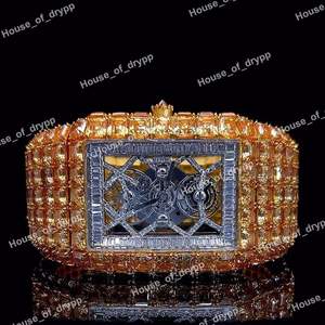 Reloj de Diamantes Moissanite Iced Out, Estilo Hip Hop, para Hombre, Exclusivo, con Corte Baguette, Claridad VVS, Cuarzo, Personalizado, de Moda - Product Image 3