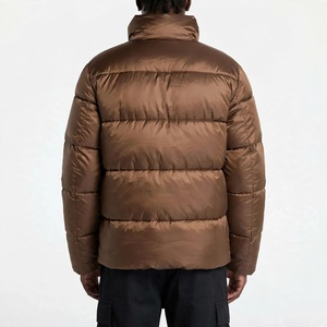 Doudoune matelassée marron pour homme, manteau d'hiver épais en duvet, col montant, chaud, style streetwear décontracté - Product Image 2