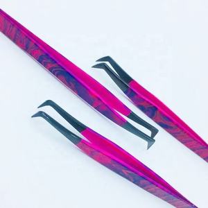 Vente en gros de pinces à cils en acier inoxydable Plasma noir Volume russe 90 degrés L violet papier enduit fibre pointue - Product Image 2