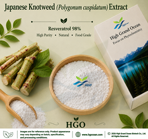 HGO Suministro directo de fábrica Knotweed japonés (Polygonum cuspidatum) Extracto (Grado alimenticio) Resveratrol 98% (Extracto estandarizado) - Product Image 1