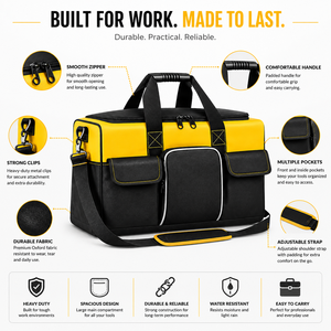 Heavy Duty Oxford Fabric Multi-Pocket Tool Bag with Adjustable Shoulder Strap for Electricians, Carpenters & Mechanics - Product Image 1