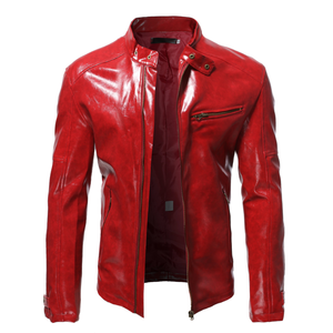 Veste en cuir pour homme, manches longues, style classique, toutes saisons, coupe-vent, imperméable, ignifuge, noir, rouge, marron, jaune - Product Image 6
