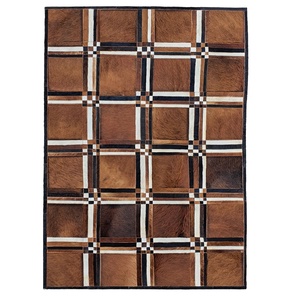 Handmade Patchwork Cowhide Fur Leather <b>Rugs</b> Brown <b>Black</b> Area <b>Rugs</b> For Home And Office Indoor And Outdoor Decoration - Product Image 5
