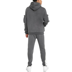 Nouvel ensemble de survêtement homme 2026 en coton, style cargo, avec poches cargo, design personnalisé, pull et pantalon de jogging - Product Image 2