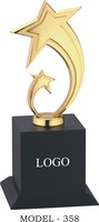 Trophées personnalisés en métal de haute qualité, durables, avec base noire vierge, impression UV, pour cadeaux souvenirs et récompenses en gros