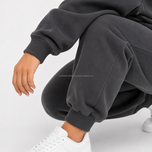 Ensemble survêtement oversize pour femme : sweat à capuche et pantalon de jogging en molleton de coton épais – Vente en gros OEM/ODM - Product Image 4