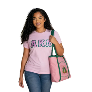 Women's Pink and Green Heavy Duty Canvas Tote <b>Bag</b> <b>Large</b> Capacity <b>Shoulder</b> Shopper <b>Bag</b> Zipper Closure Travel Carryall - Product Image 2
