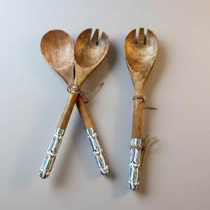 Enamel Color Mango Wooden Salad <b>Servers</b> - Product Image 4