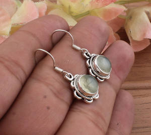 Boucles d'oreilles de luxe en préhnite naturelle, argent sterling 925, pierre précieuse verte facettée, boucles d'oreilles pendantes pour femmes, préhnite véritable, mariage, fête - Product Image 6