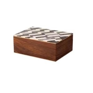 Modern Black Bone Inlay Geometric Diamond Pattern Jewelry Box Rectangular Handcrafted Keepsake <b>Chest</b> Luxury <b>Storage</b> Organizer - Product Image 5
