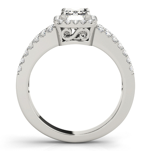 Anillo de Compromiso con Halo de Diamantes Cultivados en Laboratorio con Corte Esmeralda, Certificado por IGI, Chapado en Rodio, Oro de 10K, 14K, 18K, Plata 925, 935, Regalo - Product Image 4