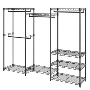 Appendiabiti su Ruote Regolabile e Resistente con 4 Aste Appendiabiti e 8 Ripiani Portaoggetti, Espositore Personalizzato per Armadio - Product Image 2