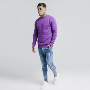 Suéter de Punto para Hombre, Cuello Redondo, Color Morado, Corte Regular, Estilo Casual para Otoño, Manga Larga, Color Sólido - Product Image 5