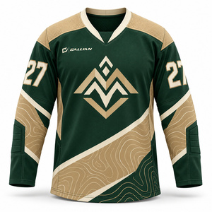 Maillots de hockey sur glace personnalisés sublimés en gros à col ras du cou avec lacets, maillots de match de hockey sur glace professionnels en sergé - Product Image 3