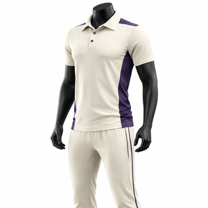 Conjunto de Uniforme de Polo Blanco Personalizado para Cricket, Camisa y Pantalones de Secado Rápido, Transpirables y que Absorben la Humedad, Venta al Por Mayor OEM - Product Image 3