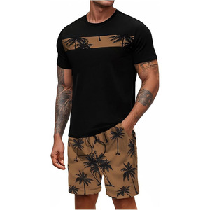 Ensemble chemise et short pour homme, 2 pièces, imprimé graphique, tenues de plage - Product Image 1