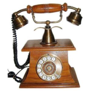 High Quality Antique Corded <b>Telephone</b> Vintage <b>Old</b> Type Model Wood Metal Indian Handicraft Item for Hotel Application - Product Image 3