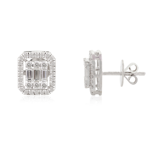 14K White Gold IGI Certified Natural Diamond & Pearl Statement <b>Earrings</b> - Product Image 4