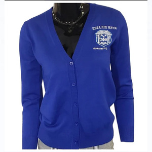 เสื้อคาร์ดิแกนคอวีแบบสั่งทำพิเศษของ Zeta Phi Beta แขนยาว ปิดกระดุม ผ้าถัก ปักโลโก้ สำหรับชมรมนักศึกษาหญิงและชมรมนักศึกษาชาย - Product Image 5