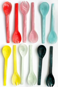 Juego de Servidores de Ensalada de Resina Ecológica con Patrón en Espiral, Utensilios para Ensalada Hechos a Mano con un Toque Lujoso para Fiestas - Product Image 4