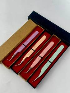 Pince à épiler Long Isolation/45/Dolphin pour extensions de cils, bleue/noire, en métal, pointe en fibre de précision, anti-magnétique, anti-statique, 10m - Product Image 1