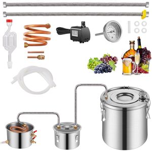 Distillatore d'acqua e alcol in acciaio inox da 8 galloni/30 litri con doppio condensatore e serpentina in rame a raffreddamento rapido, kit per la produzione di birra casalinga - Product Image 1