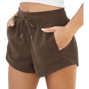 Pantalones Cortos Deportivos para Mujer, con Bolsillos, Lisos, de Algodón Francés, con Cordón, para Verano, Entrenamiento, Casual, Descanso - Product Image 1