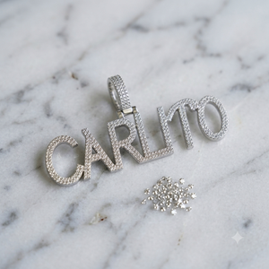 Collar Personalizado de Plata de Ley 925 con Letra en Bloque, Chapado en Rodio, Estilo Hip Hop, con Dijes de Diamantes Moissanita - Product Image 3