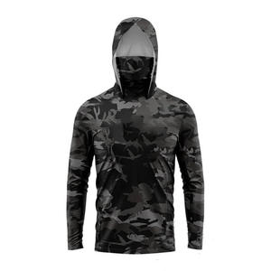 เสื้อตกปลาแขนยาวมีฮู้ดลายดอกไม้สำหรับผู้ชาย UPF 50 แห้งเร็ว ผลิตจากโพลีเอสเตอร์ 100% เสื้อคลุมสำหรับผู้ใหญ่สำหรับกิจกรรมกลางแจ้ง - Product Image 1