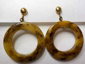Honey Swirl <b>Resin</b> Circle Drop Earrings Handcrafted Hoop Earrings Vintage Inspired Lightweight Fashion Jewelry <b>Resin</b> <b>Crafts</b> - Product Image 1