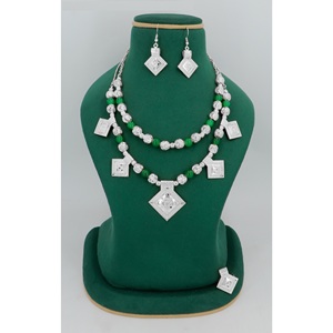 Conjunto nupcial de joyería de plata de 18 quilates para mujer, collar de estilo árabe, pendientes, anillos, collar de joyería de plata, joyería artificial de Dubái de 24K - Product Image 5