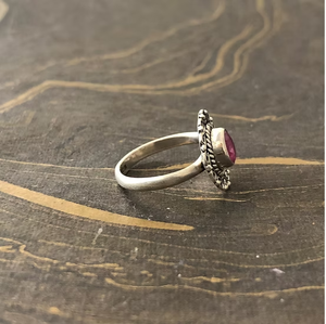 High Quality 925 Sterling Silver Natural Ruby Ring | Designer Boho Floral Pattern Unisex Band for Daily Wear - Product Image 3