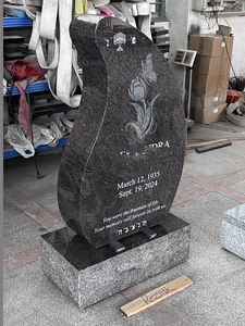 カスタマイズされたアメリカンデザインヒマラヤブルー花崗岩渇望蝶花墓石葬儀記念碑墓石 - Product Image 3