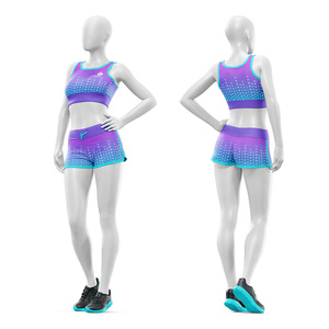 Women's Two Piece Yoga Set Racerback Sports Bra High Waist Shorts Dot Pattern Breathable Spandex Polyester Wholesale Supply - Product Image 6