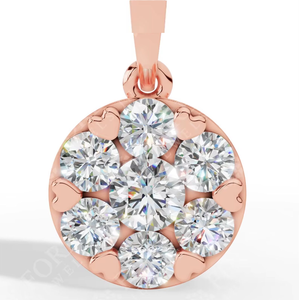 Pendentif en Moissanite Or Rose Rond avec Sertissage Cœur, Collier Charme Luxe Effet Diamant Floral - Product Image 4