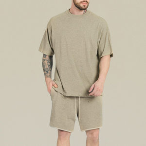 Conjunto de Pantalones Cortos y Camiseta Personalizados para Hombre, Traje Deportivo, Chándal Liso, 100% Algodón - Product Image 5