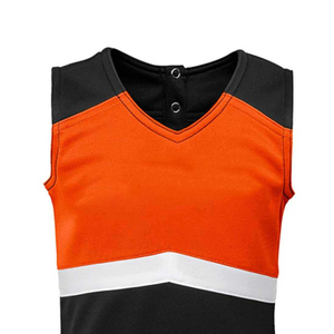 Uniformes de cheerleading personnalisés OEM en polyester/spandex sublimé pour adultes, vente en gros, ensemble deux pièces bicolore, tenue de cheerleading avec logo personnalisé - Product Image 4