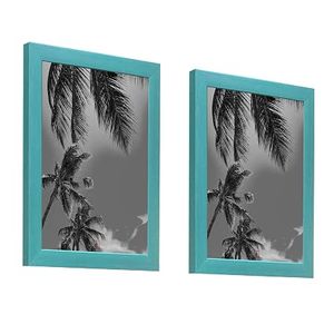 Cadre photo rectangulaire vertical en bois massif fait main, couleur turquoise, impression numérique couleur intégrale, design durable pour décoration murale - Product Image 5