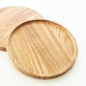 Handmade Oak Wood Serving <b>Tray</b>: Round Wooden Plate, Workspace Decor - Product Image 1