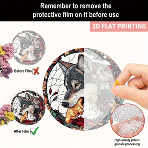 CIFbuy Decorazione Murale Floreale Autunnale Bohemien con Lupo in Acrilico, Tessuta a Mano, Verticale, per Arredamento Casa, Regalo di Ringraziamento, Servizio di Ritiro - Product Image 3