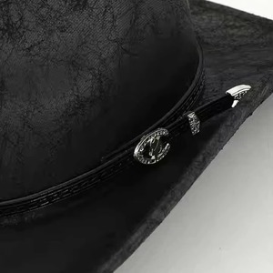 Short Brim <b>Gambler</b> Cowboy <b>Hat</b> Flat Top Wool Felt Western Rancher Fedora Urban Outlaw <b>Hat</b> - Product Image 5