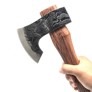 Hache de survie avec manche en bois, tête en acier forgé, lame de 11,3 cm, longueur totale de 38 cm - Product Image 2