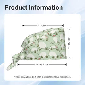 Cute Frog Cartoon Animal Medical <b>Scrub</b> <b>Cap</b> Adjustable Tie Back Surgical Nurse Hat Cotton Needle Detection Healthcare Headwear - Product Image 6