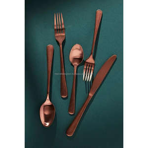 Juego de Cubiertos de Acero Inoxidable Color Oro Rosa, Acabado en Cobre de Alta Calidad, Juego de Cubiertos Decorativos para Mesa, Último Modelo - Product Image 6