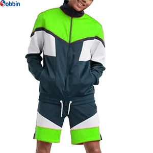 Conjunto Deportivo Personalizado con Chaqueta Cortavientos para Hombre, Conjunto Corto con Bloques de Color, Tejido Informal de Poliéster y Algodón Transpirable para Verano - Product Image 3