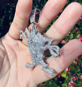 Pendentif grenouille en argent sterling 925 avec diamant Moissanite, serti VVS, taille ronde, style Hip Hop, motif dessin animé personnalisé, pour unisexe - Product Image 1