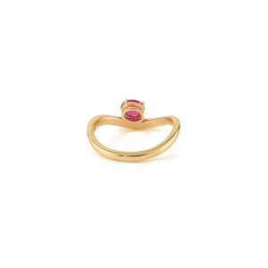 แหวนทองคำแท้ 14K ดีไซน์โค้งรูปหยดน้ำประดับทับทิมแท้ ออกแบบเฉพาะตัว ไม่ซ้ำใคร ของขวัญวันวาเลนไทน์ งานแฮนด์เมด - Product Image 6